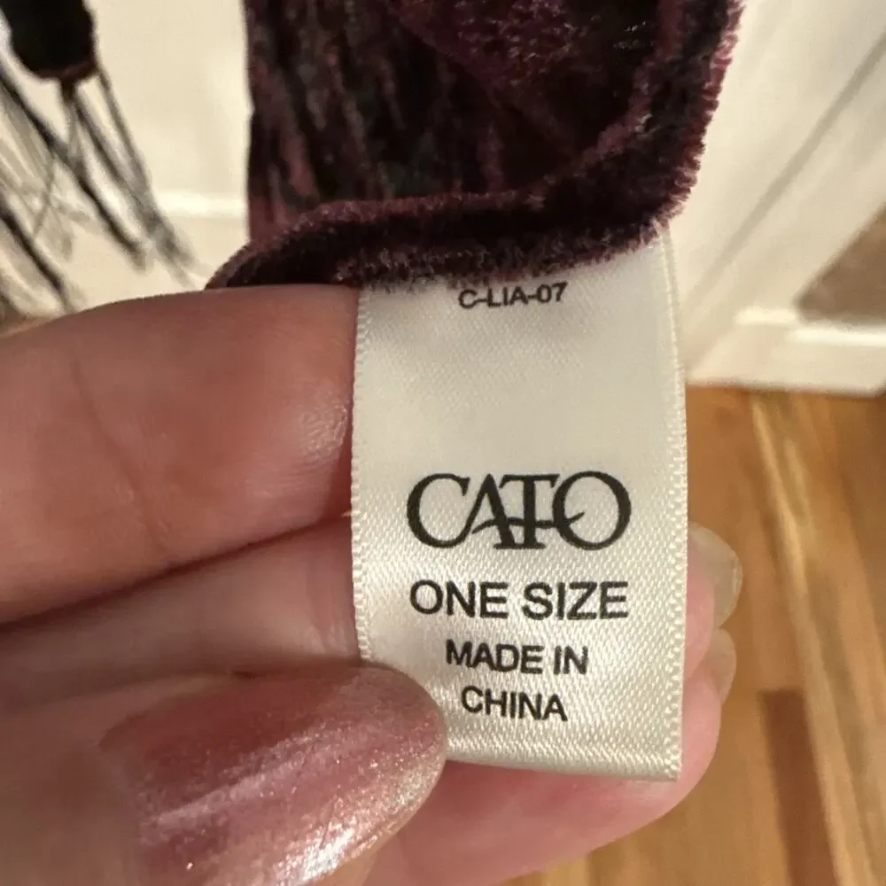 Cato Black & Red Velvet Scarf Size 76” L X 21.5” W